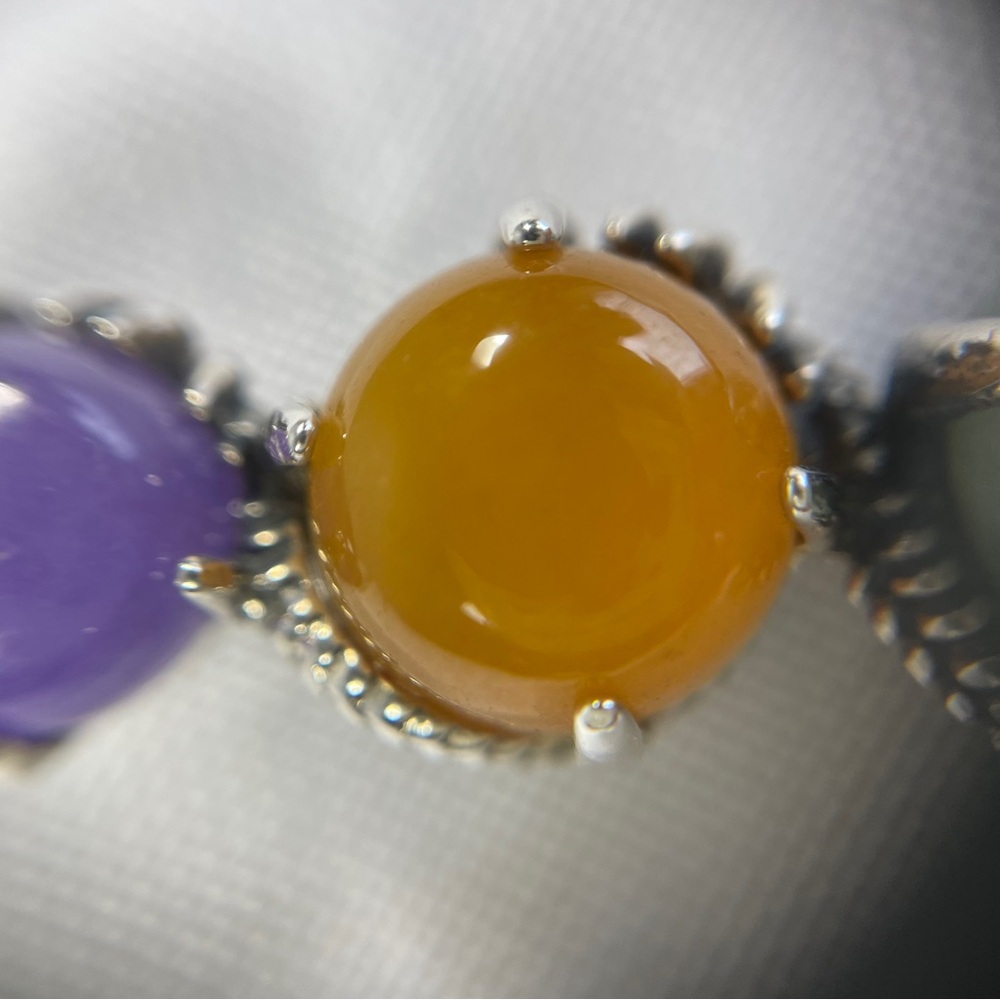 Jade Sterling Silver Tri-color Pendant Chakra 18" Necklace - Picture 10 of 16